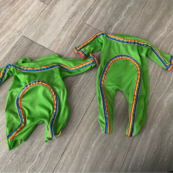 2 Vintage Cabbage Patch Doll Green Rainbow Jumpsuit Poseable Bendable Gymnastic - Picture 1 of 4